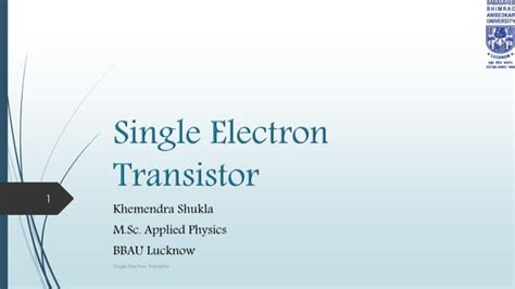 single electron transistor ppt|Chapter 2. Single.